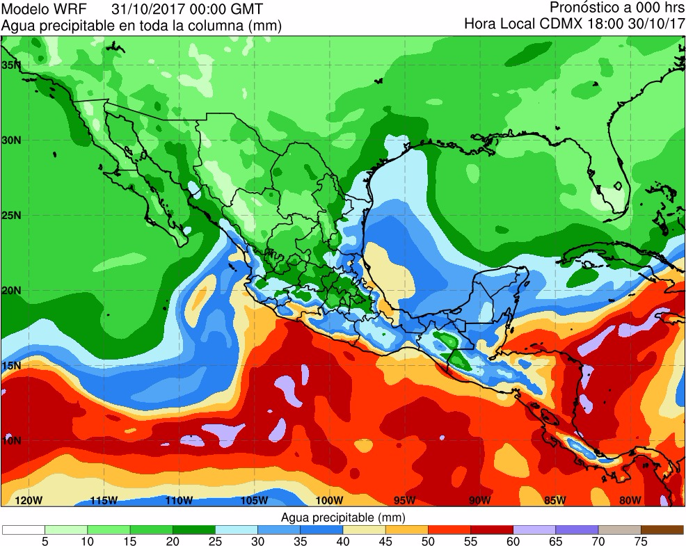 Figura 22. Agua precipitable en toda la columna.